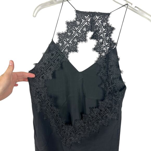 CAMI NYC The Soho Black Silk Lace Trim Open Back Sleeveless Slip Dress S - Picture 5 of 8